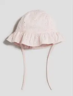 H&M ピンク刺繍コットンサンハット ベビー帽子