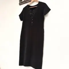 スペッチオ　半袖ワンピース ブラック スパンコールのサムネイル