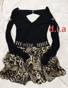 希少d.i.a 平成ギャル 小悪魔 Vネックビッグリボントップス、スカート2点