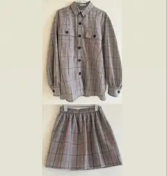 最終値下げ‼️レディース 春服 チェック柄シャツ スカート　セットアップ