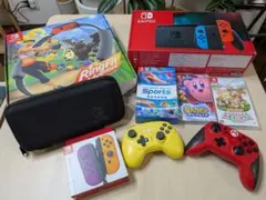NintendoSwitch本体　ソフト4本　リングフィット、コントローラ4個