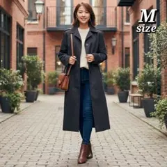 トレンチコート ブラック ロングコート スプリング 秋コート Fサイズ