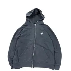 パーカー　ジップアップ　フーディDRINKER MOUSE　黒　古着　7AS14