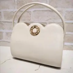 ☆HANAE MORI サークルロゴ フォーマルバッグ ホワイト 美品 希少レア 