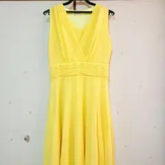 【美品】黄色 ワンピース ロングワンピース ノースリーブ 美人百花 夏