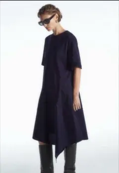 COS アシンメトリーTシャツワンピース　ネイビー