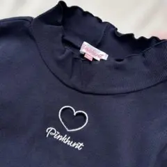 美品　Pinkhunt 140ネイビー ハイネック　長袖　カットソー　ハート