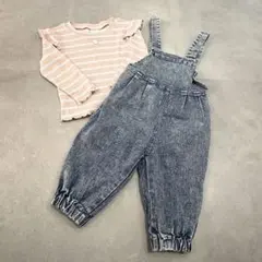 ミコリッド 長袖トップスとデニムオーバーオールセット 90cm