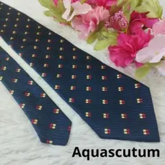 Aquascutum ネクタイ ネイビー 日本製 シルク
