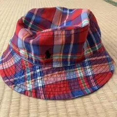 ラルフローレン　チェック柄　ネイビー　リバーシブル　バケットハット