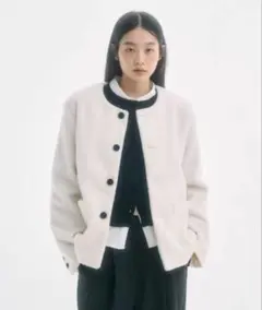 FEKETE ノーカラーウールシャギージャケットS FEKETE（フェケテ）の「NO COLLAR WOOL SHAGGY JACKET / ノーカラー