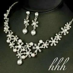 パール2点セット3　イヤリング・ネックレス　ウェディングアクセサリー結婚式