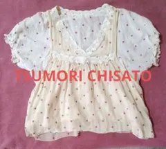 ツモリチサト　ドット柄 シフォン 半袖 ブラウス レイヤード風のサムネイル