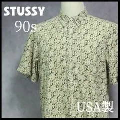 STUSSY 半袖シャツ　SSリンク　総柄　90s　Lサイズ　入手困難
