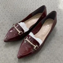 DIANA バーガンディ ポインテッドトゥ ローファー 22.5cm 本革