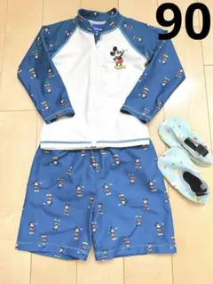 水着　3点セット　ディズニー　ラッシュガード　マリンシューズ　90センチ