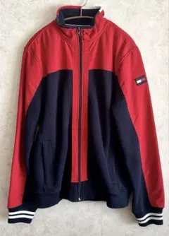 トミーヒルフィガー ⭐️ジップアップジャケット❣️メンズM レッド×ネイビー