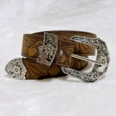 花柄 ウエスタンベルト ヴィンテージ　アンティーク アメカジ y2k 古着 韓国