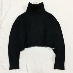 【グレイル】タートルネックニット セーター ショート丈 長袖 カジュアル M