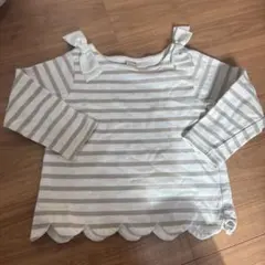 プティマイン　ストライプ 長袖カットソー リボン付き