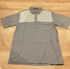 【アルコン】ストライプ ポロシャツ グレー