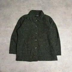 ツイード風 ジャケット ダークグリーン ヴィンテージ風 レトロ 大人カジュアル