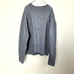 グローバルワーク ラメ入り ニットセーター くすみブルーS秋トレンドアクリル