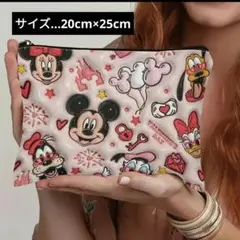 ミニー＆ミッキーミニ化粧ポーチ 1個 軽量多機能ジップ付きメイクバッグ