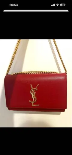 YSL レッドレザーショルダーバッグ
