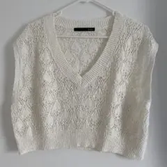 Heather アイボリー ニットベスト