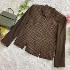 極美品　レリアン　Erhardt シャツジャケット　チェック　茶　9 Mサイズのサムネイル