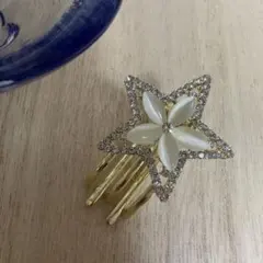 ☆✴︎ヘアピンコーナー449キラキラキャッツアイストーンお花と星クリップポニーカフ