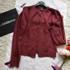 D&G レースドッキングカーディガン ボルドー XS ロゴプレート 羽織りのサムネイル