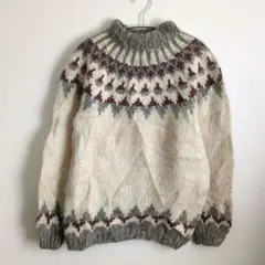ノルディック柄 セーター アイボリー/グレー/ボルドー トップス おしゃれ古着