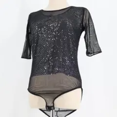 【美品 日本製 社交ダンス衣装】ブラック Chacott ブラウス トップス