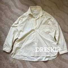 DRESKIP ゆったり薄い黄色オープンカラー長袖シャツ　シアー感