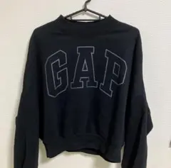 新品 GAP ギャップ 裏起毛 短丈 クロップド スウェット ブラック　xs