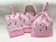 リボン入園入学セットピンク花柄レッスンバック絵本バック上履き袋体操服袋女の子