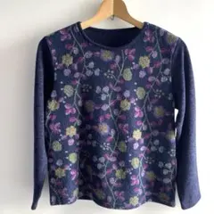 Coral 花柄ニット 薄手 軽量 暖か レトロ M〜L 平成レトロ