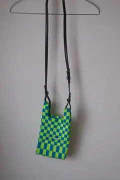 LASTFRAME ハンドバッグ チェック 一松 ネオンオレンジ サックスブルー 