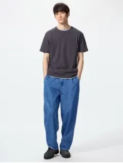 ユニクロ ワイドテーパードジーンズ L UNIQLO