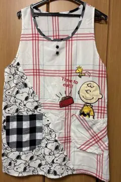 SNOOPY エプロン チャーリーブラウン チェック柄　M-L 保育　福祉　給食のサムネイル