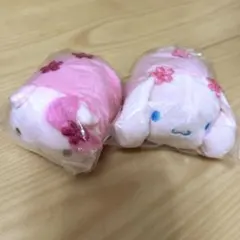 ハローキティ　シナモロール まめぷちシリーズ ぬいぐるみ　ピンク色 桜