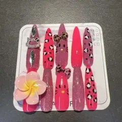 ヒョウ柄 ギャルネイル　キッズネイル　ギャル　コギャルネイル　子供　ネイルチップ