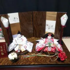 ひな人形セット有職雛　親王　飾り台　屏風　燭台　花セット