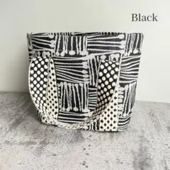サブバック 黒 ブラック 北欧風 ミニトートバッグ モノトーン 幾何学模様