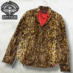 美品 SKULL FLIGHT ウエスタンシャツ ライダース レオパード ベロア