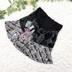 スペイン発❗️美品❗️なめらか【デシグアル】 総柄スカート 黒 L 膝丈 Lのサムネイル