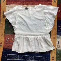 新品未使用KOOKAI ホワイト ペプラム 半袖 レディースオフィストップス