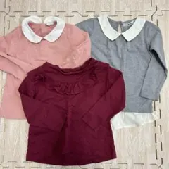 【美品】フリル付き襟付き長袖カットソー 100cm美品